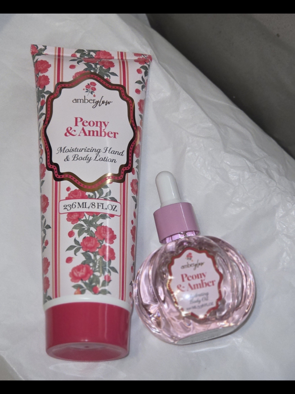 Moisturizing Hand & Body Lotion Plus Body Oil- Peony & Amber